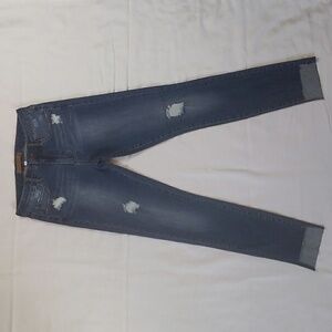Leith Distressed Mid-rise Skinny Super Stretch Denim Blue Jeans Raw Hem 26 NWOT